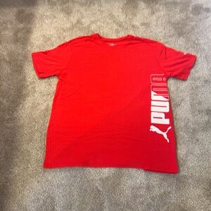 Puma Red Short Sleeve Tee with Vertical Branding